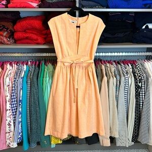 Vintage 70’s tangerine sleeveless v neck dress size 4​